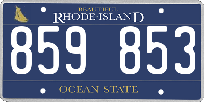 RI license plate 859853