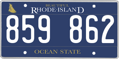 RI license plate 859862