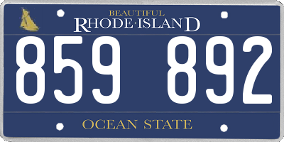 RI license plate 859892
