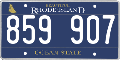 RI license plate 859907