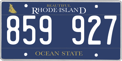 RI license plate 859927