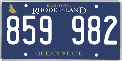RI license plate 859982