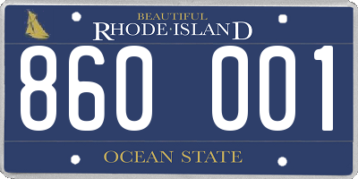 RI license plate 860001