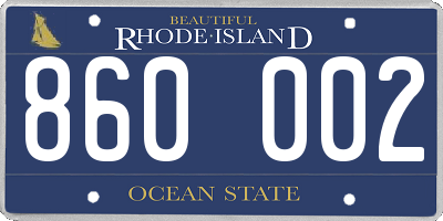 RI license plate 860002