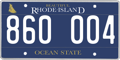 RI license plate 860004
