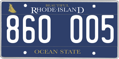 RI license plate 860005