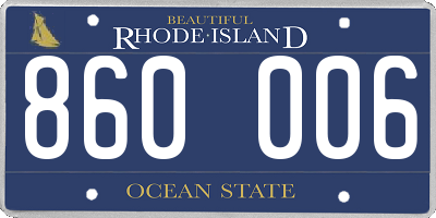 RI license plate 860006