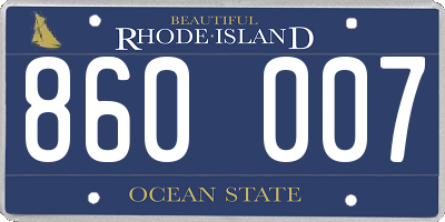 RI license plate 860007
