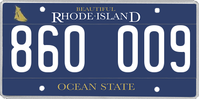 RI license plate 860009