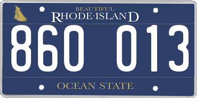 RI license plate 860013