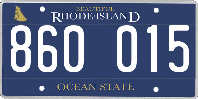 RI license plate 860015