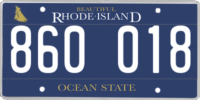 RI license plate 860018