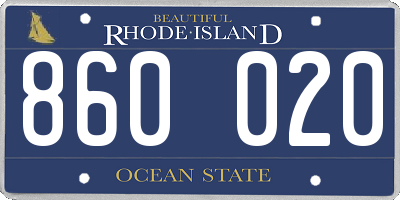 RI license plate 860020