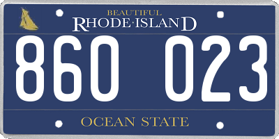 RI license plate 860023