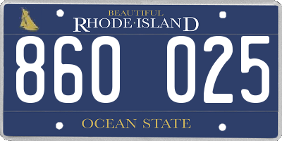 RI license plate 860025