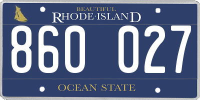 RI license plate 860027
