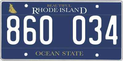 RI license plate 860034