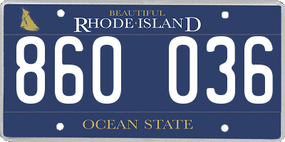 RI license plate 860036