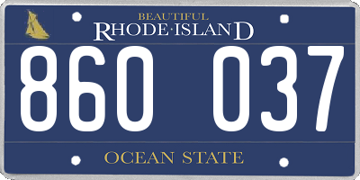 RI license plate 860037