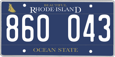 RI license plate 860043