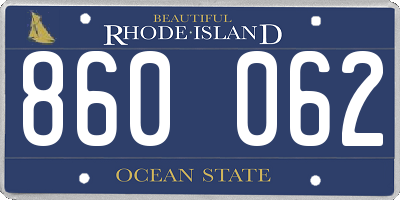 RI license plate 860062