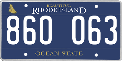 RI license plate 860063