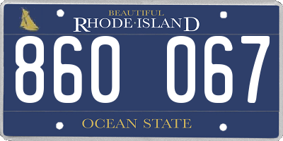 RI license plate 860067