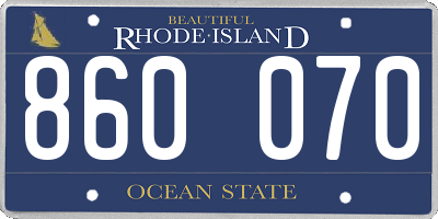 RI license plate 860070