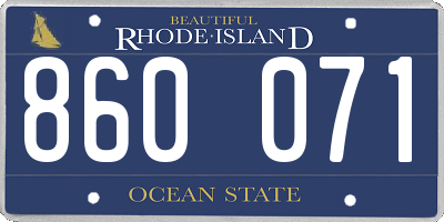 RI license plate 860071