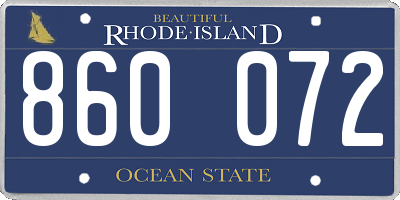RI license plate 860072