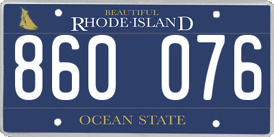 RI license plate 860076