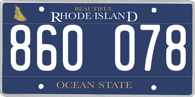 RI license plate 860078