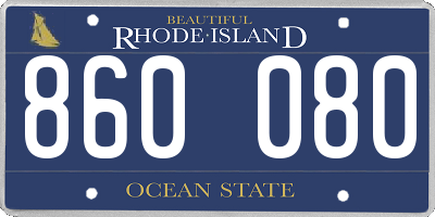RI license plate 860080