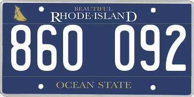 RI license plate 860092