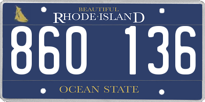 RI license plate 860136