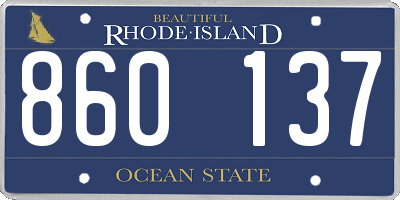 RI license plate 860137