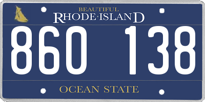 RI license plate 860138