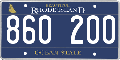 RI license plate 860200