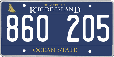 RI license plate 860205