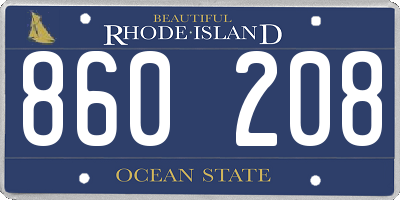 RI license plate 860208