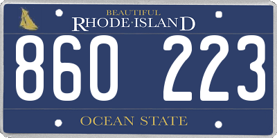 RI license plate 860223