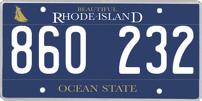 RI license plate 860232