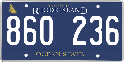 RI license plate 860236