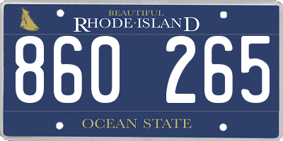 RI license plate 860265