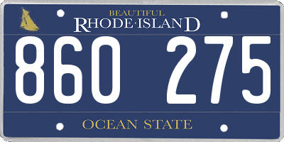 RI license plate 860275