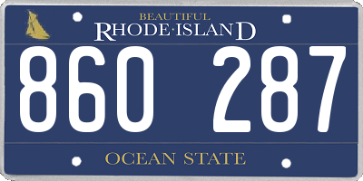 RI license plate 860287