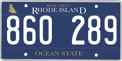 RI license plate 860289