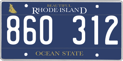 RI license plate 860312