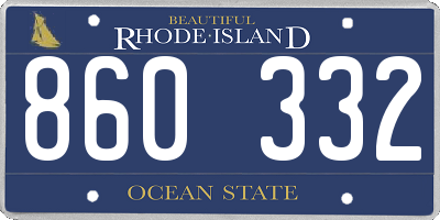 RI license plate 860332
