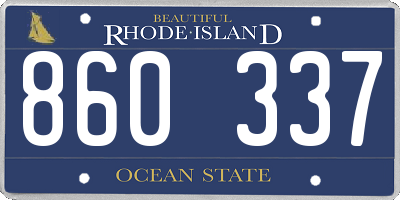 RI license plate 860337